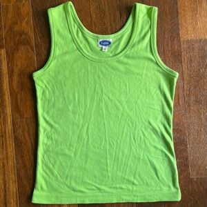 🌟2/$14🌟 Tabi NEON green scoopneck full-length sleeveless tank top!
